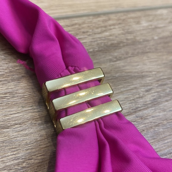 Bar III Cowl Neck Monokini hot pink one piece bathing‎ suit backless - Picture 10 of 14